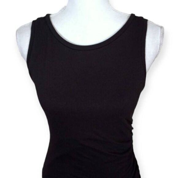LEITH BLACK BODYCON SLEEVELESS RUCHED DRESS SZ.S EUC. - Picture 3 of 8